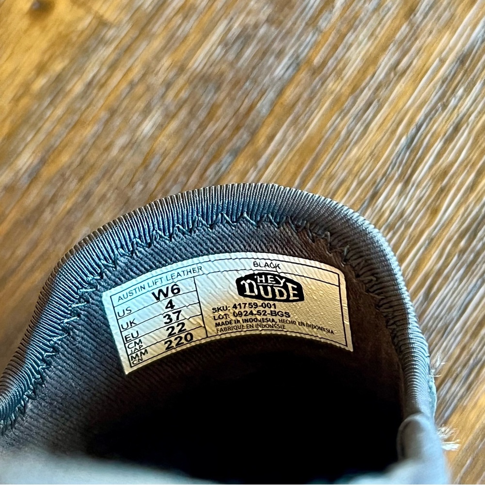 Black leather hey dude Austin lift Slip-On Casual Shoe - Picture 3 of 4